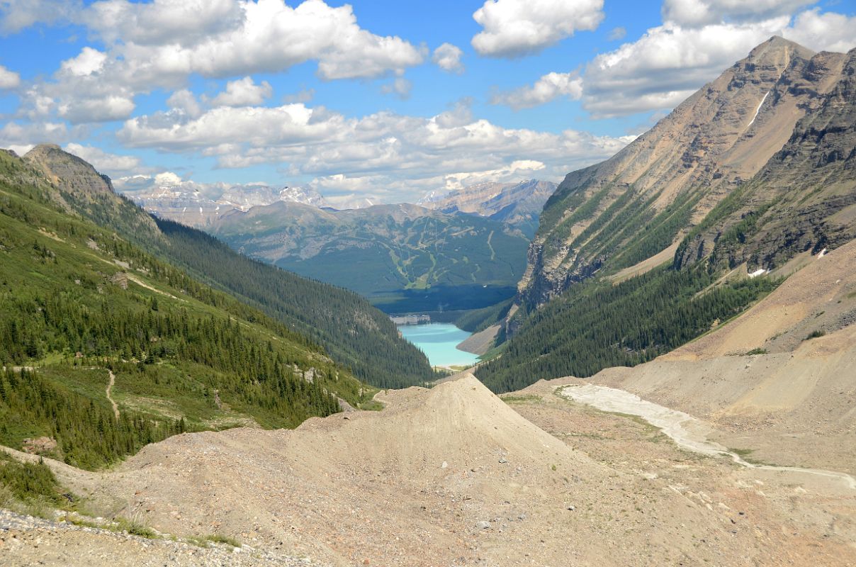 24 Lake Louise, Chateau Lake Louise, Mount Whitehorn and Redoubt Mountain, Fairview Mountain From Just Beyond Plain Of Six Glaciers Teahouse Near Lake Louise